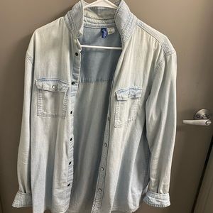 H&M Mens Jean Denim Button Up Shirt Size Medium